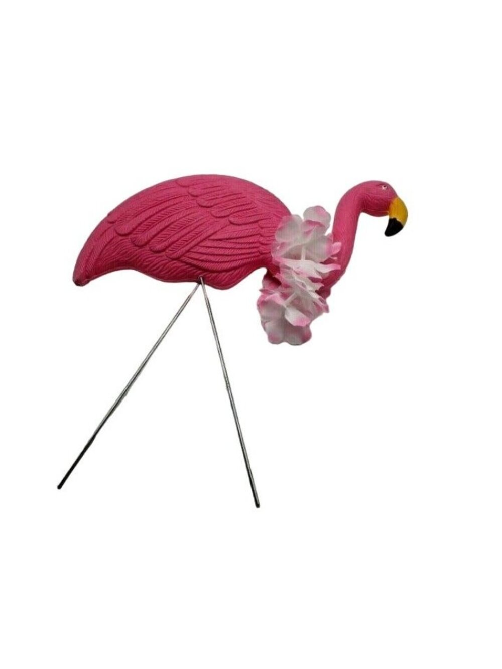 Pink Flamingo Lawn Art Lei Ornament Statue Yard Stake Tropical Beach Party Luau - Picture 2 of 9